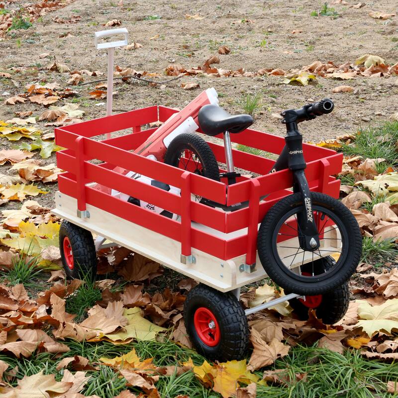 Fresh blue wooden household trolley for children's toy transportation/garden tool cart/outdoor portable trolley