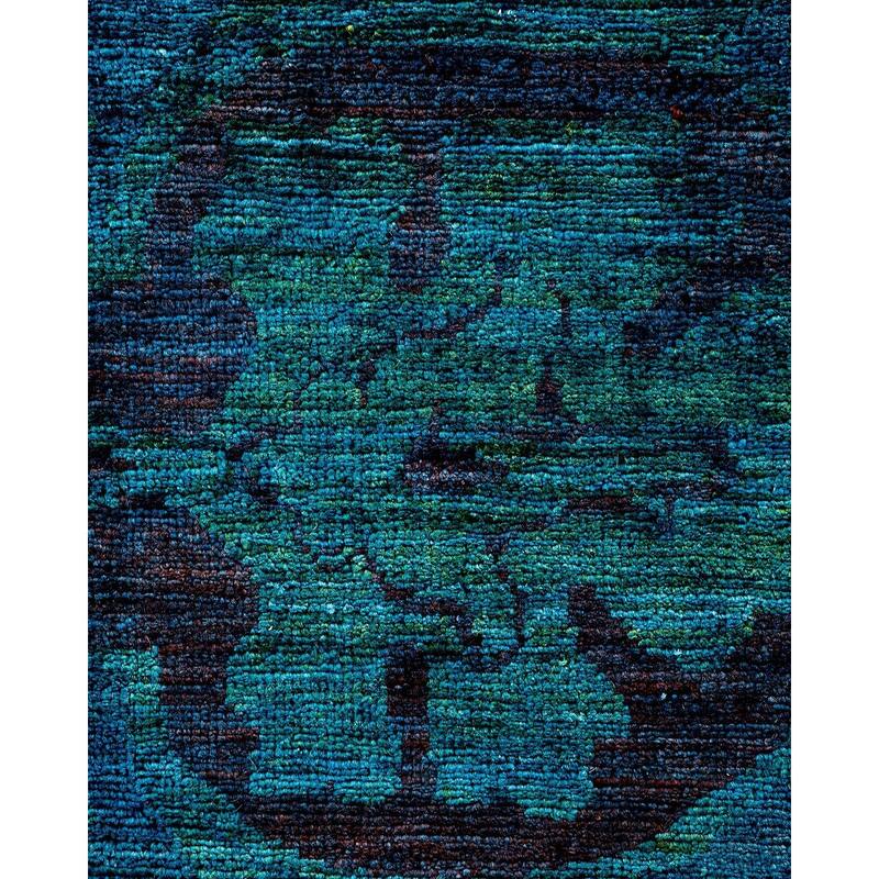 Overton Hand Knotted Wool Vintage Inspired Modern Contemporary Overdyed Blue Area Rug - 8' 10" x 11' 8"