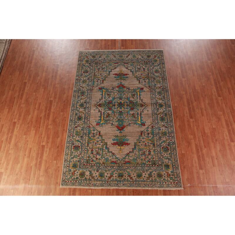 Brown Vegetable Dye Ziegler Oriental Area Rug Hand-Knotted Wool Carpet - 6'10"x 10'5"