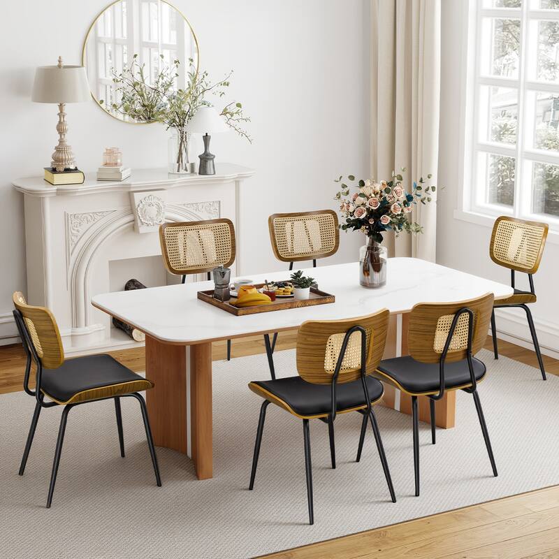 Faux Leather Upholstered Dining Chairs Set of 2/4 - 33.5"H x 19.3"W x 23"D