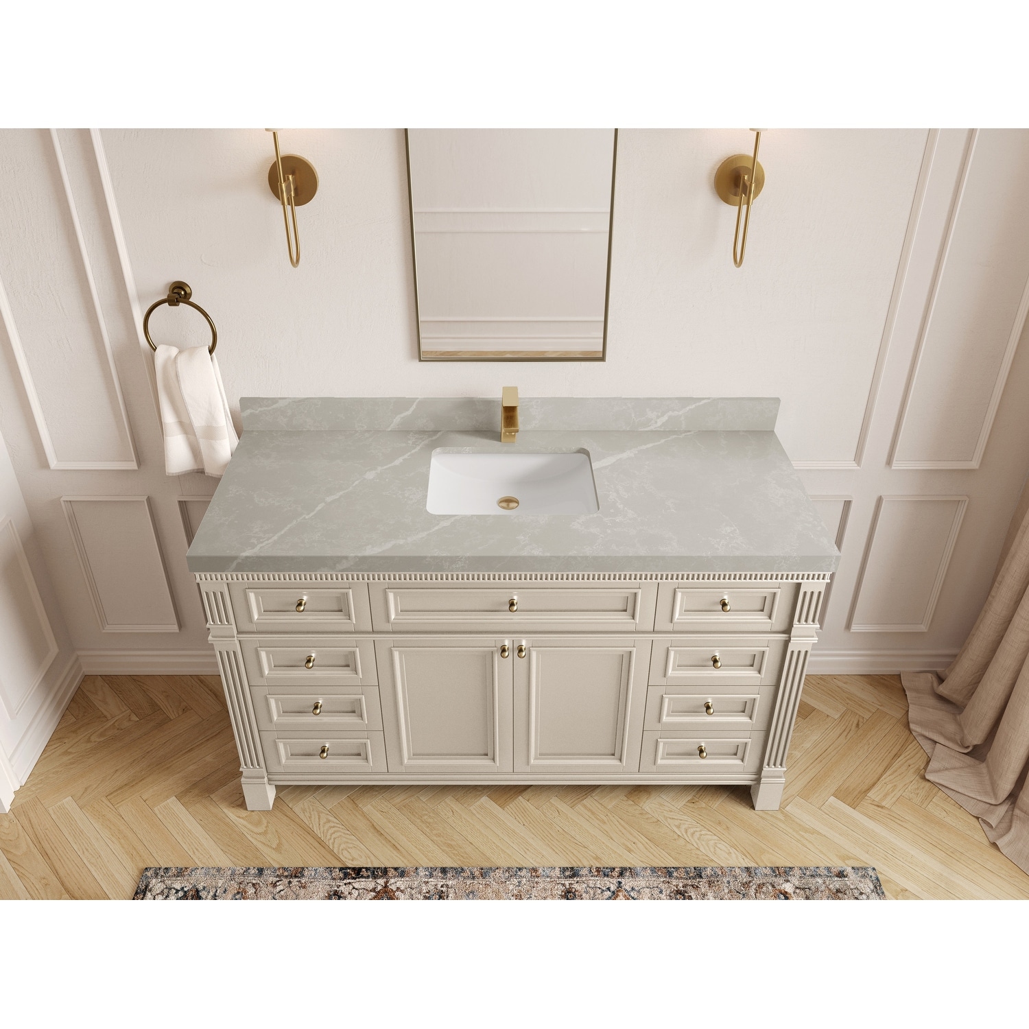 Willow Collections 60 in. W x 22 in. D Reeded Paris Single Sink Bathroom Vanity with Countertop