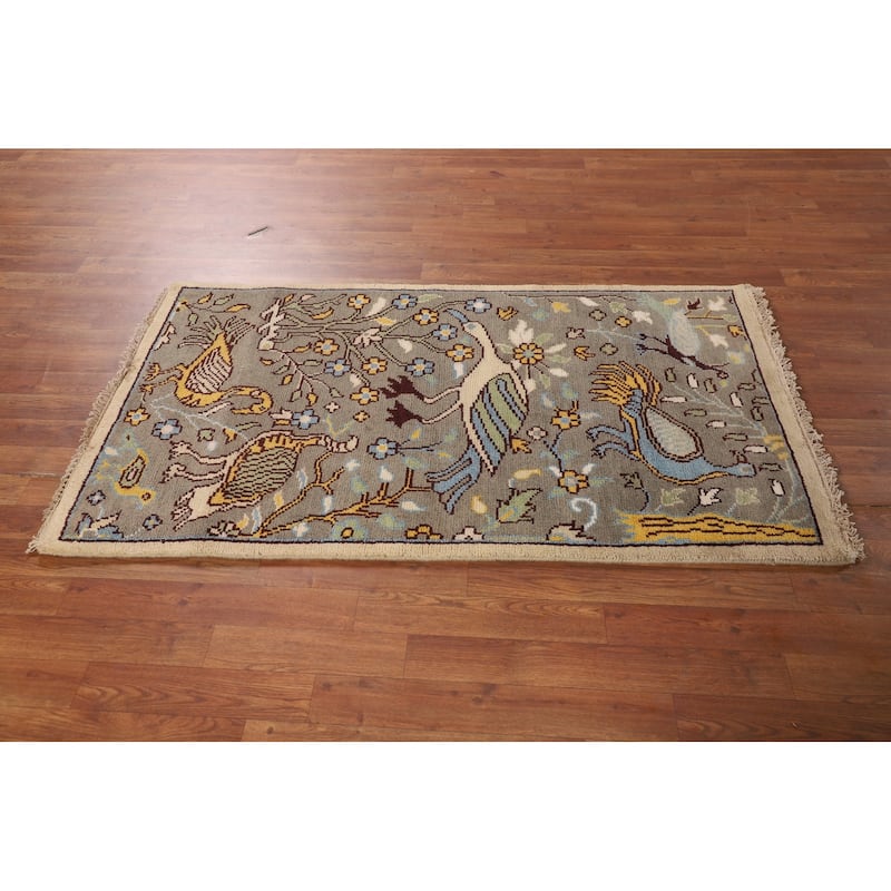 Animals Design Ziegler Indian Foyer Rug Handmade Wool Carpet - 2'11"x 5'1"