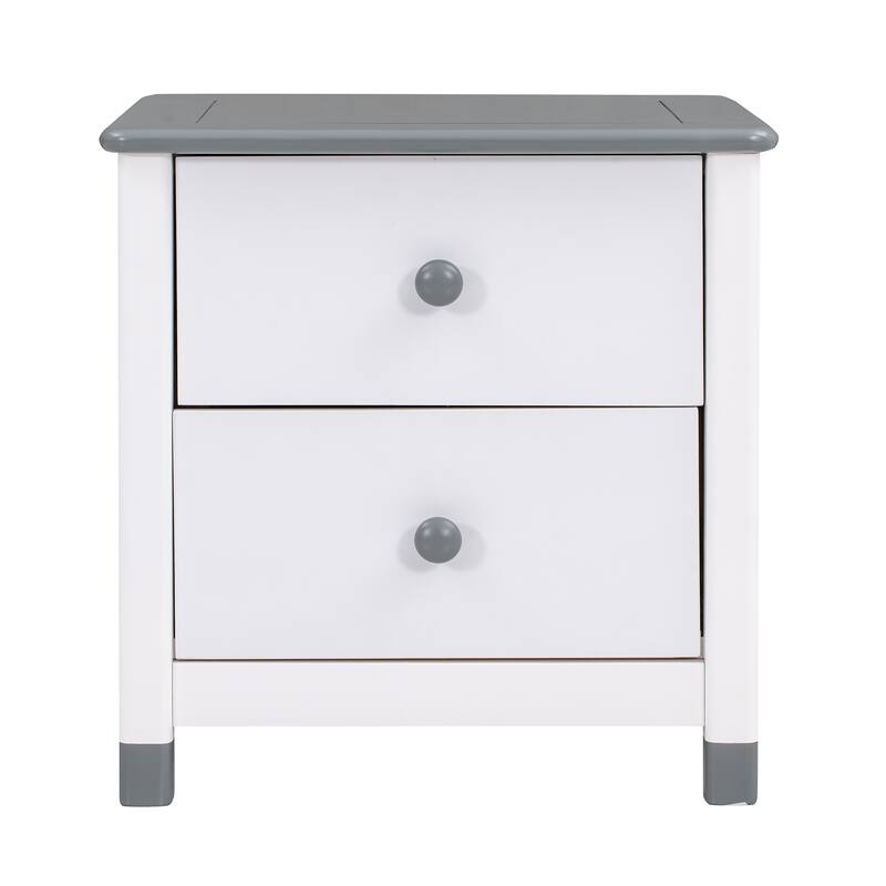 Wooden Nightstand with Two Drawers for Kids,