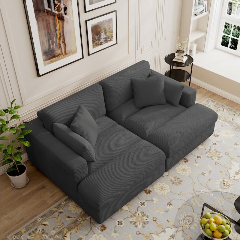 Modern Corduroy Modular Sectional Sofa Chaise Couch Bed