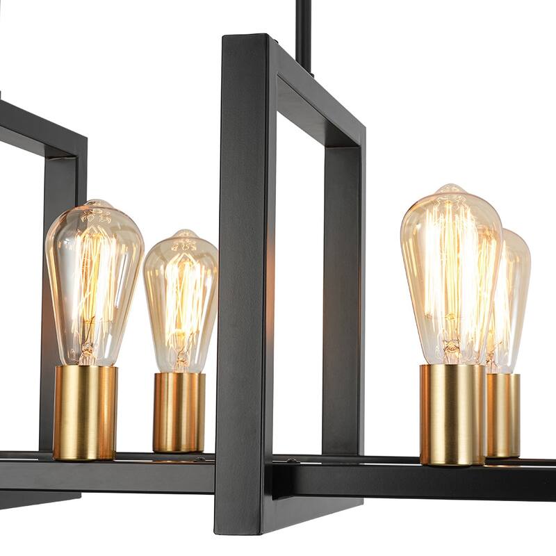 Modern Farmhouse 8-Light Square Frame Kitchen Island Chandelier - 35.8in