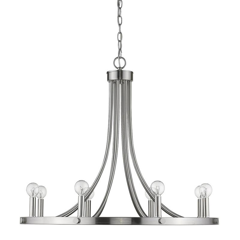 HomeRoots Silver Candle Style Eight Light Metal Dimmable Chandelier - 30' X '24.5' X '30