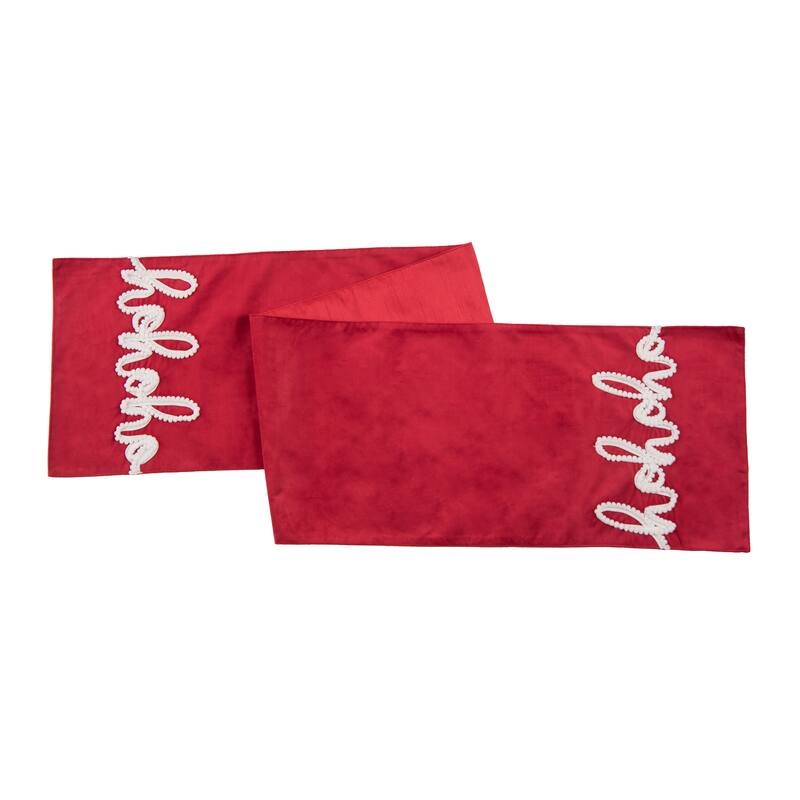 68" x 13" Christmas Holiday Red "Ho Ho Ho" Sentiment Table Runner