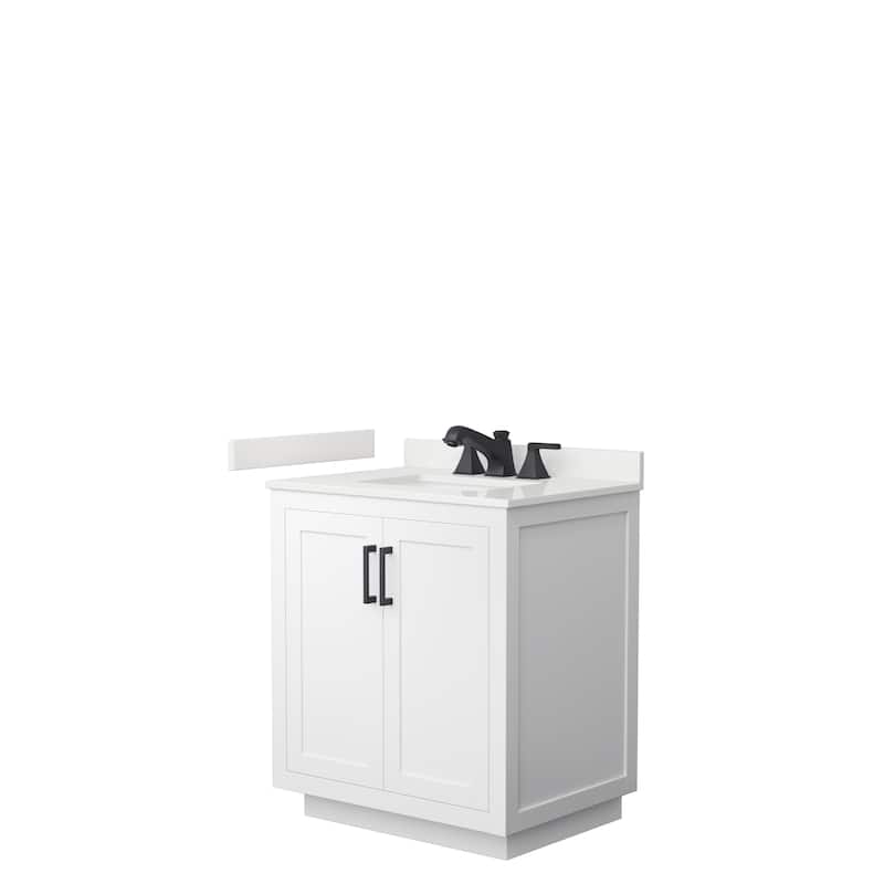 Miranda 30-inch Single Vanity, Quartz Top - White, Black Trim, White Quartz Top
