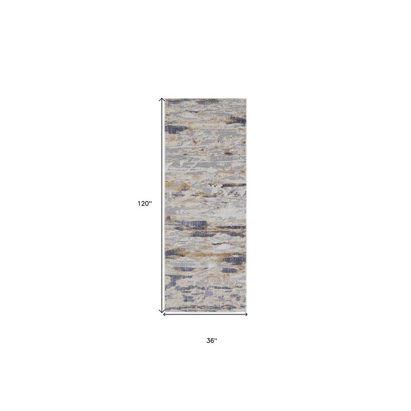 Power Loomed Distressed Abstract Modern Non Skid Area Rug - 10' Runner