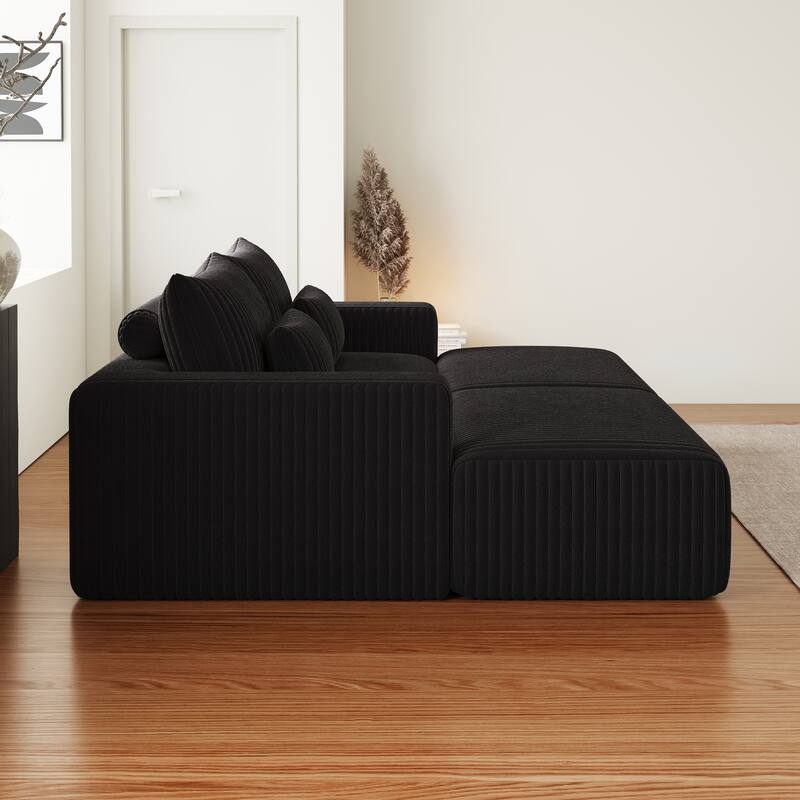 102" Modular Couch Cloud Plush Loveseat Sectional Sofa with 2 Ottoman