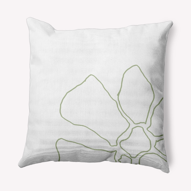 Petal Lines Indoor/Outdoor Throw Pillow - 16" x 16" - Green/White