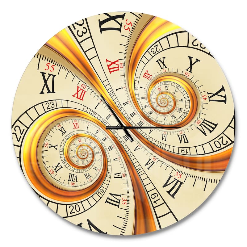 Designart 'Silver metal flower fractal' Oversized Contemporary Wall CLock