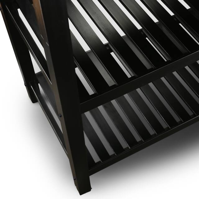 2-shelf Natural Solid Wood Top Kitchen Island