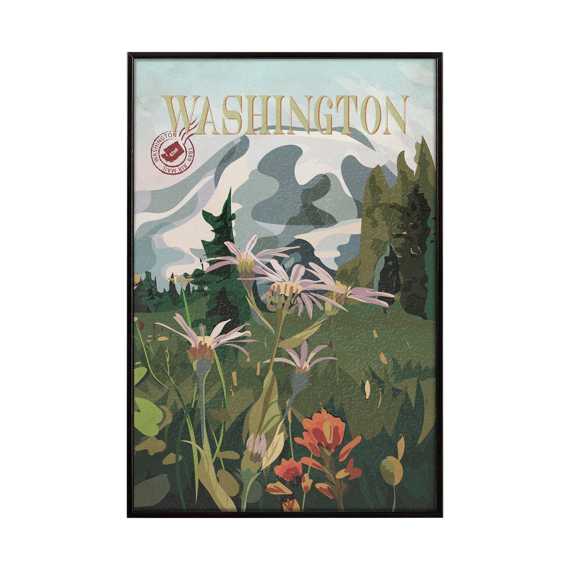 Washington Go USA by Mercana Studio a Hand Embellished Decograph Framed Art Print