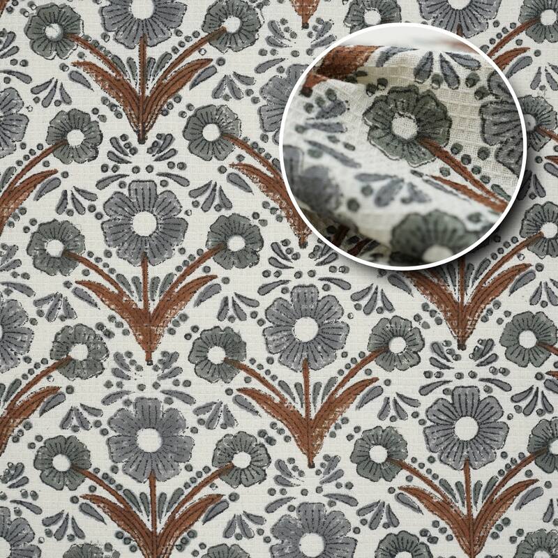 Fabdivine Honeycomb or Waffle Weave Hand Block Floral Print Hand Towel, Kitchen Gift Use