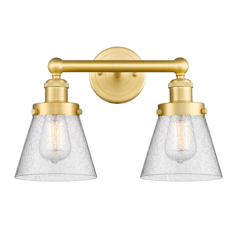 Innovations Lighting 616-2W-10-16 Cone Vanity Cone 2 Light 16" Wide - Satin Gold / Seedy