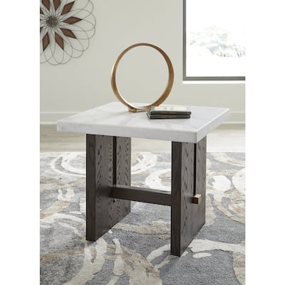 Signature Design by Ashley Burkhaus White / Dark Brown Rectangular End Table - 26"W x 24"D x 23"H