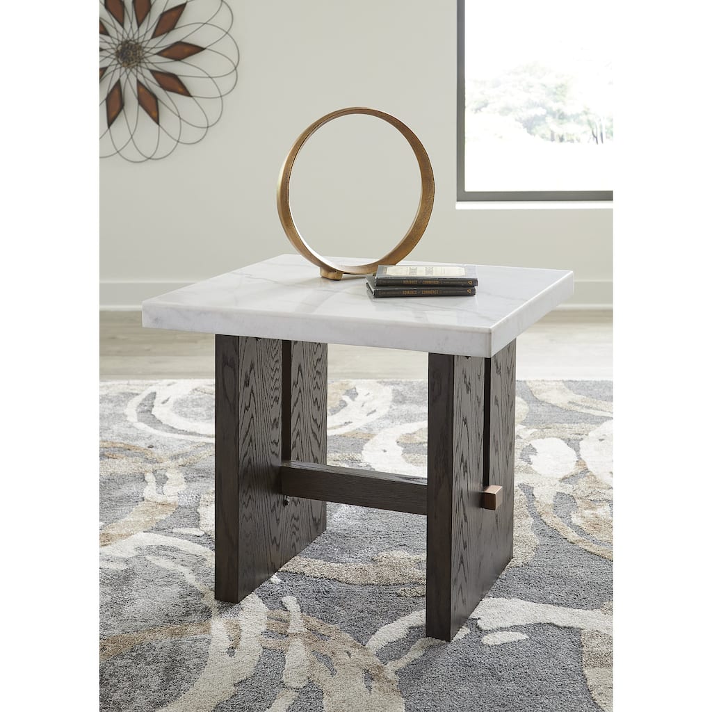 Signature Design by Ashley Burkhaus White / Dark Brown Rectangular End Table - 26"W x 24"D x 23"H