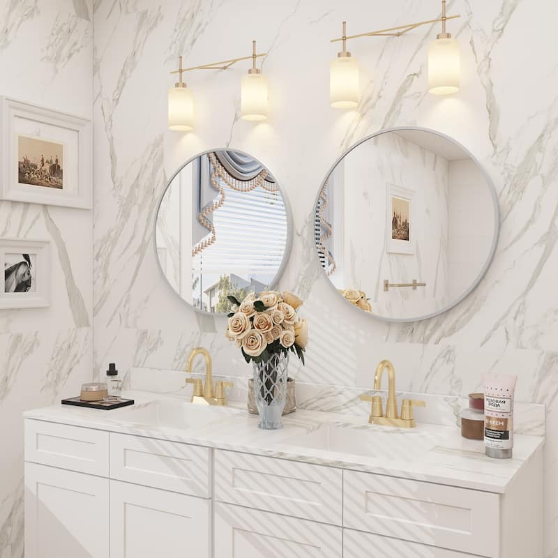 KIOTEE Full Length Round Aluminum Alloy Framed French Cleat Mounted Wall Decor Bathroom Vanity Mirror with 5-Year Warranty