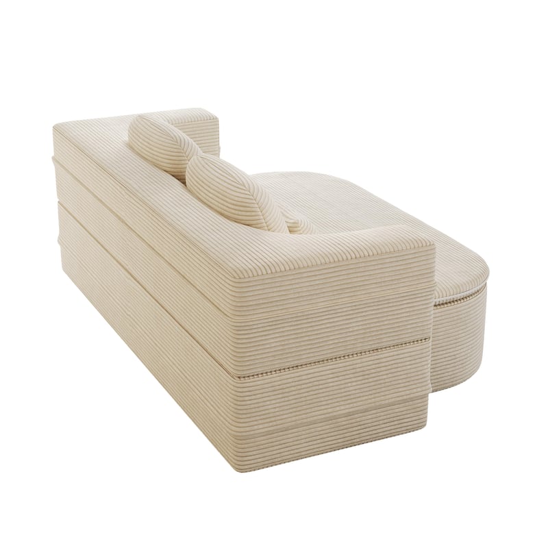 GDFStudio - Lysander Corduroy Foldable Sleeper Sofa Bed with Multi Functional Blanket