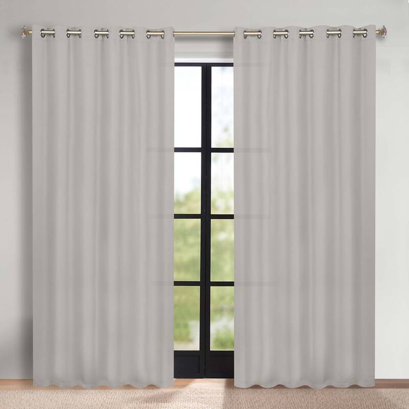 Superior Solid Machine Washable Room Darkening Grommet Blackout Curtains, Set of 2 - 70" x 84" - Chrome