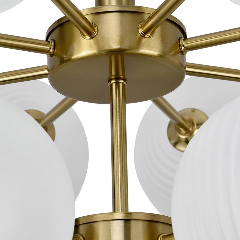 13 - Light Luxury Gold Chandelier with Frosted Glass Globes for Living Dining Room Centerpiece - Antique Brass