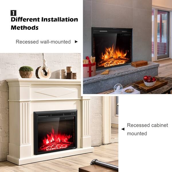 BestComfort Recessed 26 Electric Fireplace,Multi-Operating Electric Fireplace Insert with Remote,750W-1500W Built in Electric Fireplace