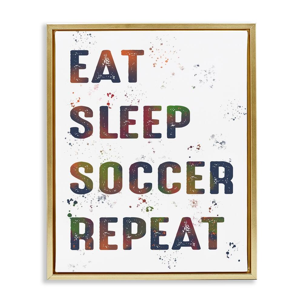 Stupell Eat Sleep Soccer Repeat Framed Floater Canvas Wall Art Design By Marcus Prime