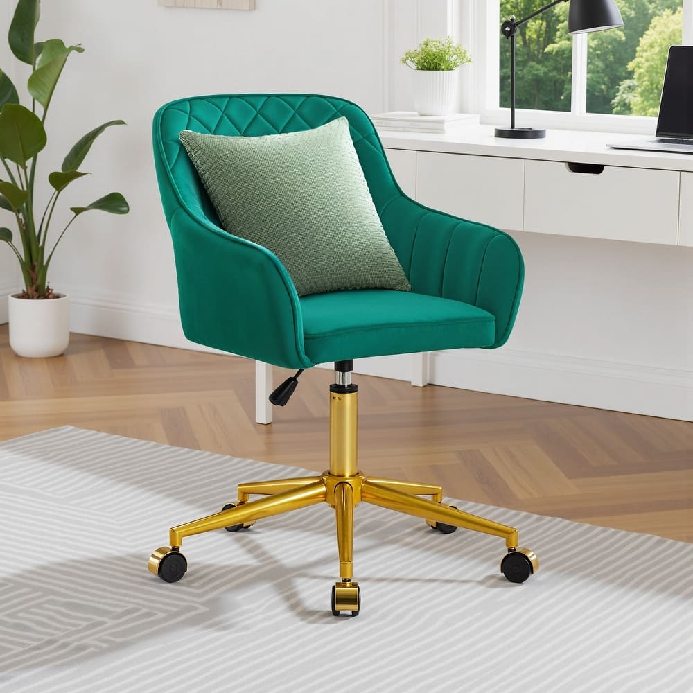 VECELO Modern Home Office Chairs Height Adjustable 360 Swivel Task Chair with Metal Base Silent Wheels