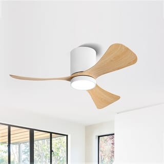 MLiAN 42 In. 3 Blades Indoor Flush Mount Ceiling Fan with Light Kit and Remote - 42"