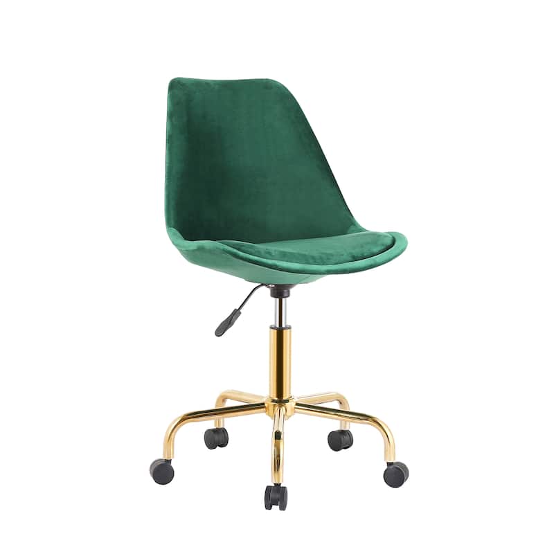 Porthos Home Ally Velvet Office Chair Gold Chrome Legs Gaslift Seat - Green