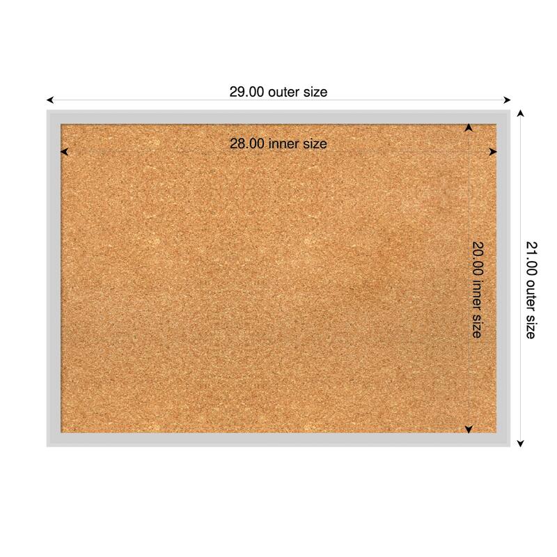 Incline Silver Wood Framed Cork Board - Bulletin Board, Organization Board, Pin Board - Natural - 29 x 21 in