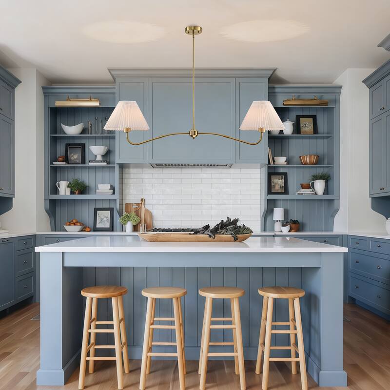 2-Light Linear Pleated Fabric Pendant Light