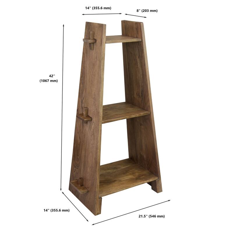 Solid Acacia Wood 3 Tier A-Frame Bookcase