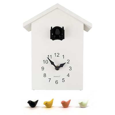 Walplus White Minimalist Cuckoo Table Clock Black Window Home Decor