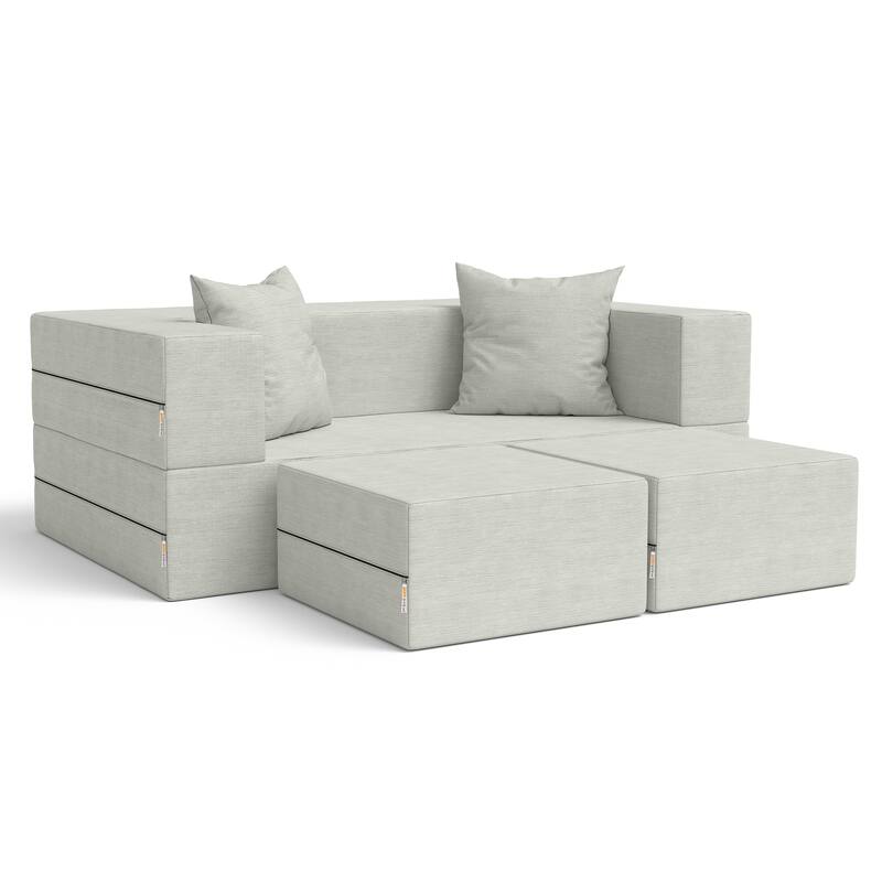 Jaxx Zipline Convertible Queen-size Sleeper Loveseat and Ottoman Set