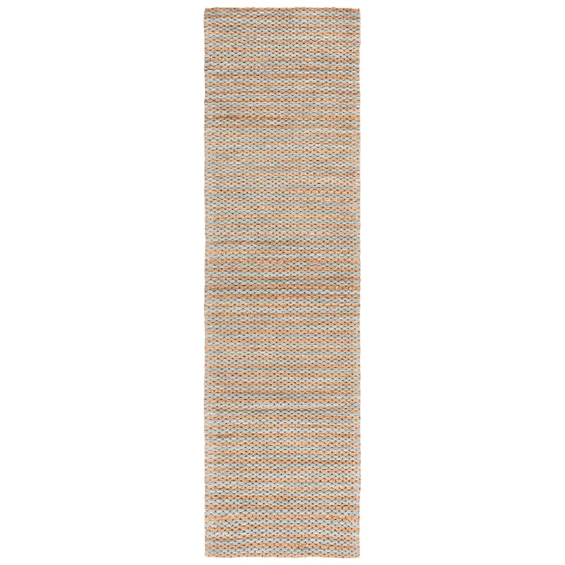 Martha Stewart by SAFAVIEH Handmade Deivi Jute Rug - 2'3" x 8' Runner - Natural/Light Blue