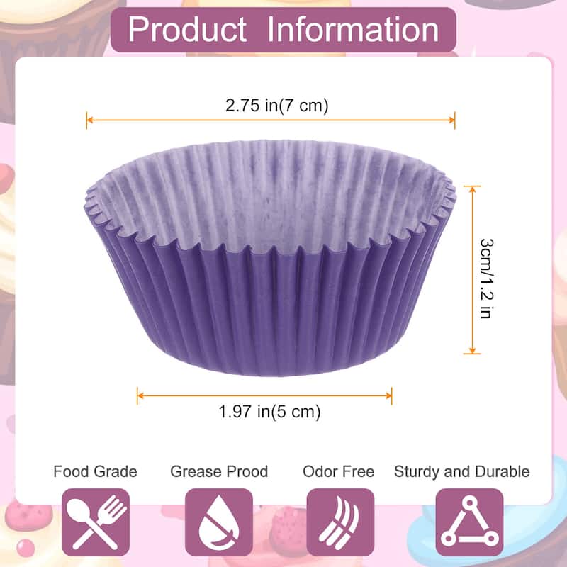300 Count Cupcake Liners Cupcake Muffins Liners Paper Baking Cups - Purple