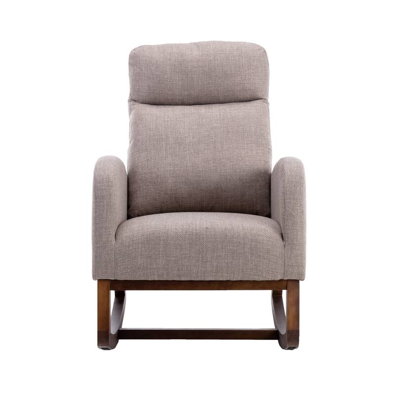 Grey 27" Upholstered Rocking Chair with Side Pocket