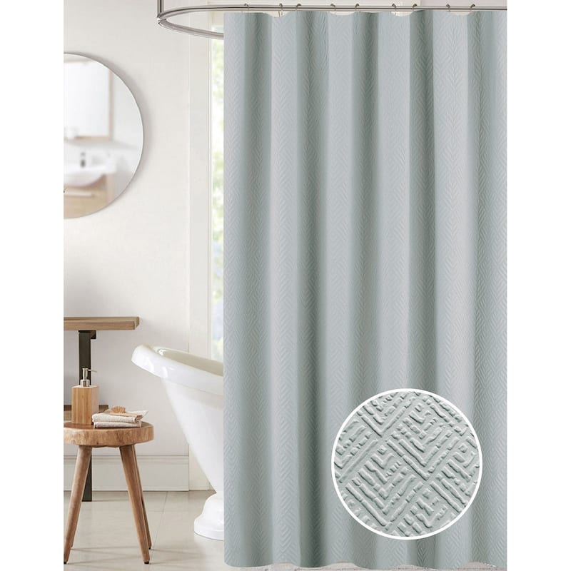 Maggie Embossed Solid Shower Curtain - Sage