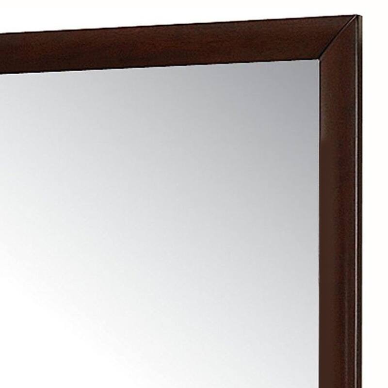 Contemporary Wooden Mirror with Rectangular Shape, Brown and Silver