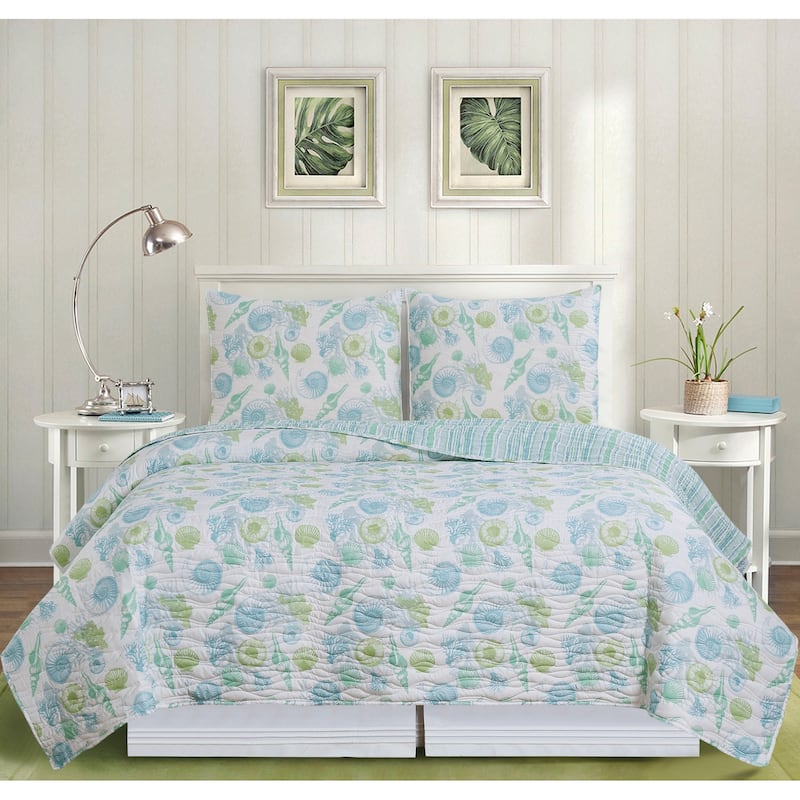 Delray Beach Ocean Coastal Beach Quilt Set