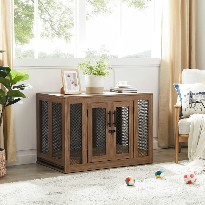 Dog Crate Pet Crate Furniture with Cushion and Tray