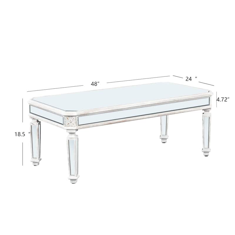Silver Mirrored Coffee Table, Modern Center Table