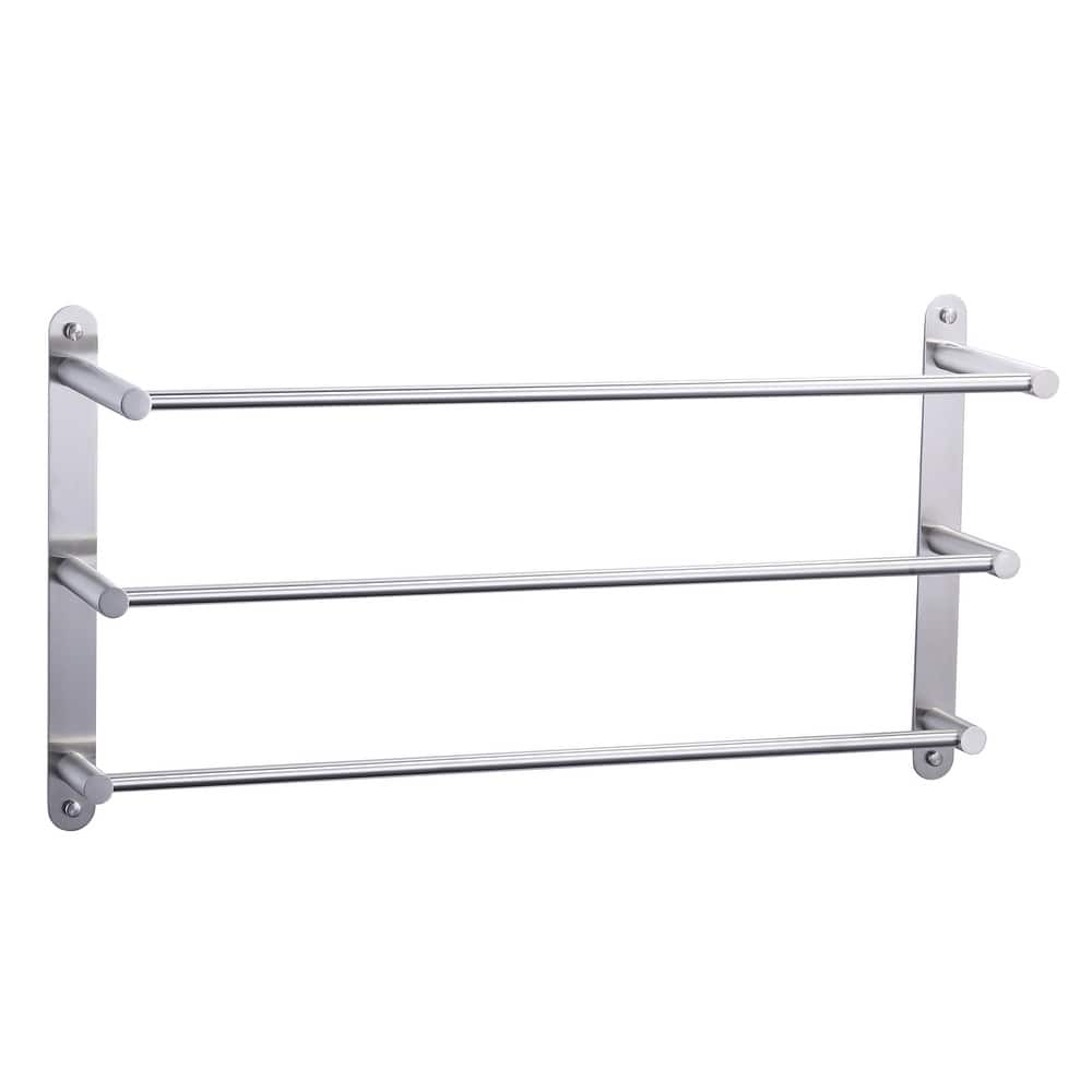 WOWOW 3-Tier Wall Mounted Towel Rack in Brushed Nickel