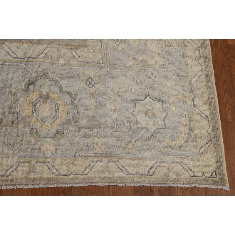 Vegetable Dye Oushak Turkish Area Rug Hand-Knotted Bedroom Wool Carpet - 9'1" x 12'0"