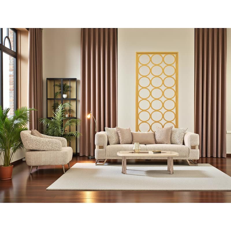 Borvian 3 Pieces Living Room Sets 1 Sofa 2 Chair - Beige