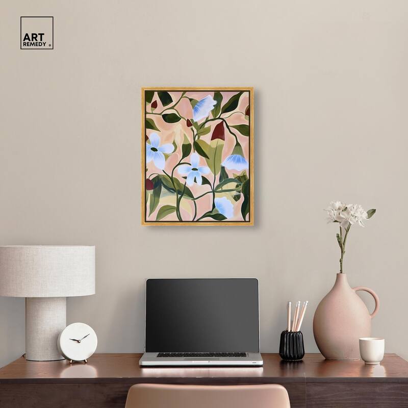 Bold Peach Petal Motif Canvas by Art Remedy