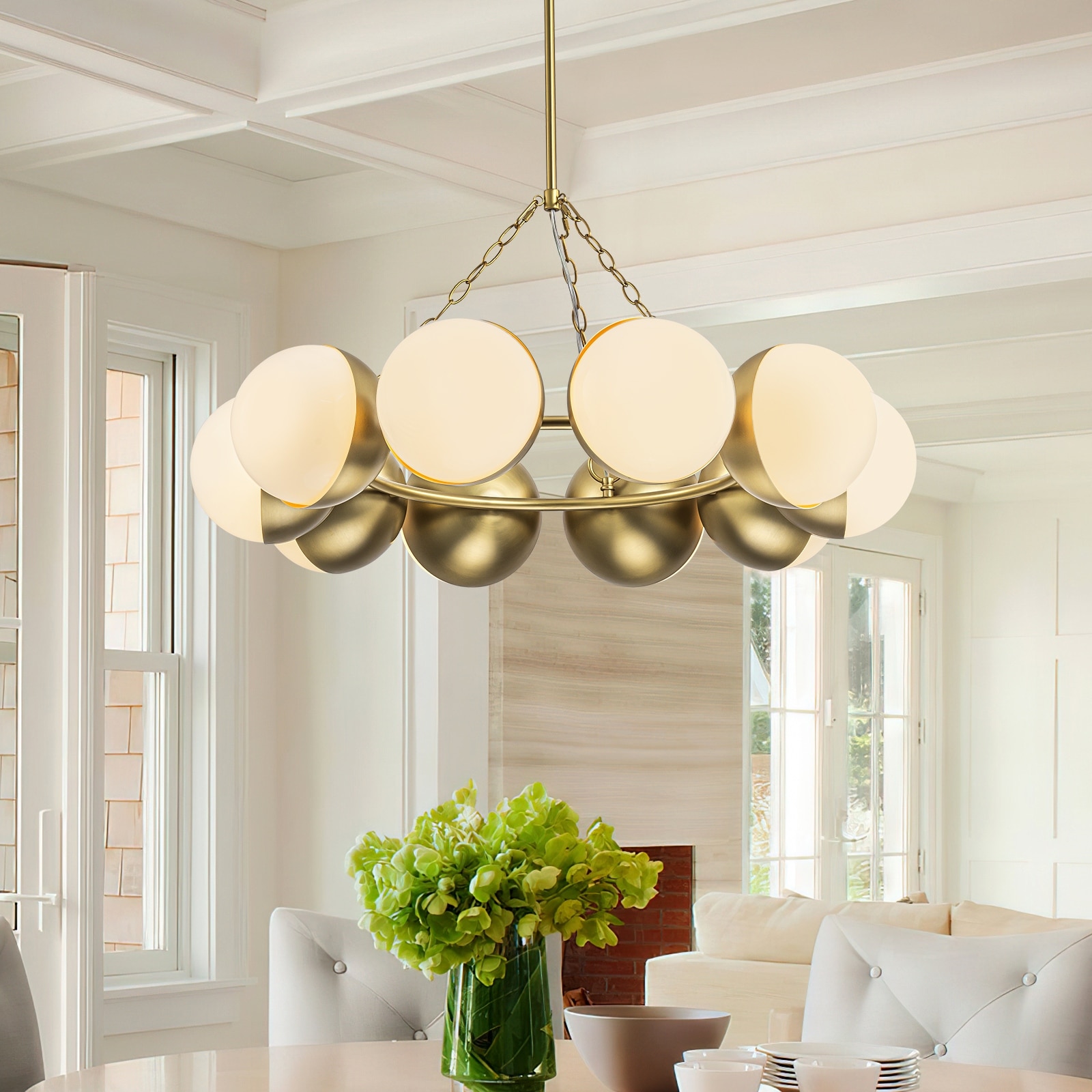 10 - Light Dimmable Gold Sputnik Modern Round Globe Chandelier - W33.86