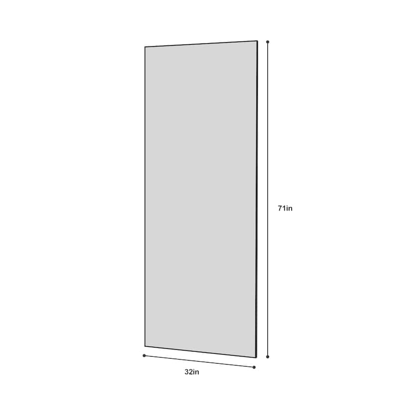 Full Length Mirror - Black Aluminum Alloy Frame, Leaning/Wall Mounted, Shatter-Proof